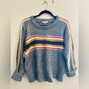 MADEWELL Medium Gray, Gold, Green, White, Red, and Pink Sweater